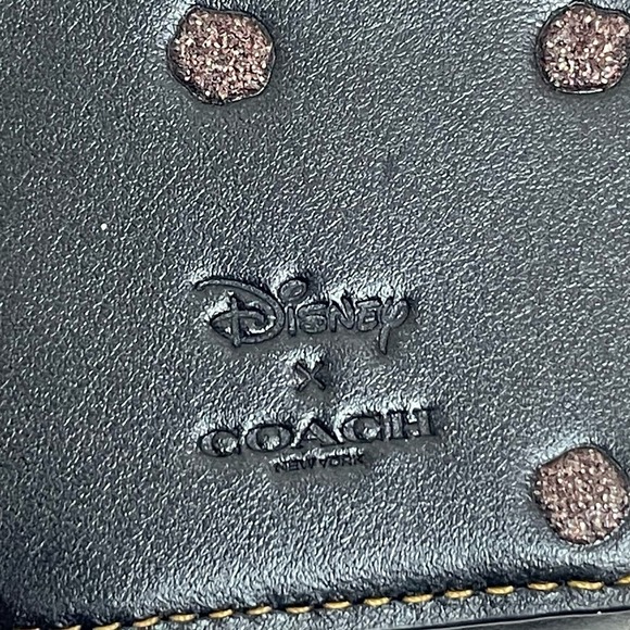 Disney x Coach Collab Mickey Mouse Coin Zip Purse Black Glitter Dots - Picture 2 of 6